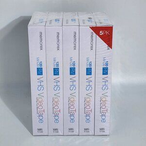 Memorex 5PK 120 Minute RV VHS Video Tape T-120 6HR EP Cassettes Blank New Media